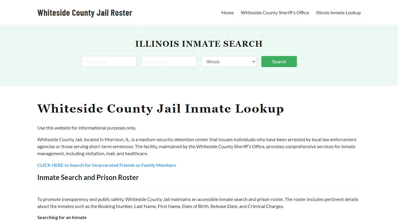 Whiteside County Jail Roster Lookup, IL, Inmate Search