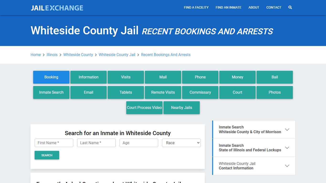 Whiteside County Jail Recent Bookings And Arrests - Jail Exchange