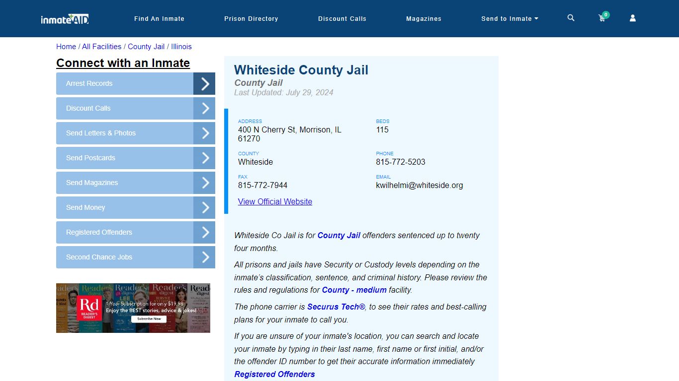 Whiteside County Jail - Inmate Locator